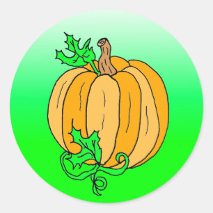 Halloween Pumpkin Lime Green Autumn Seasonal Classic Round Sticker