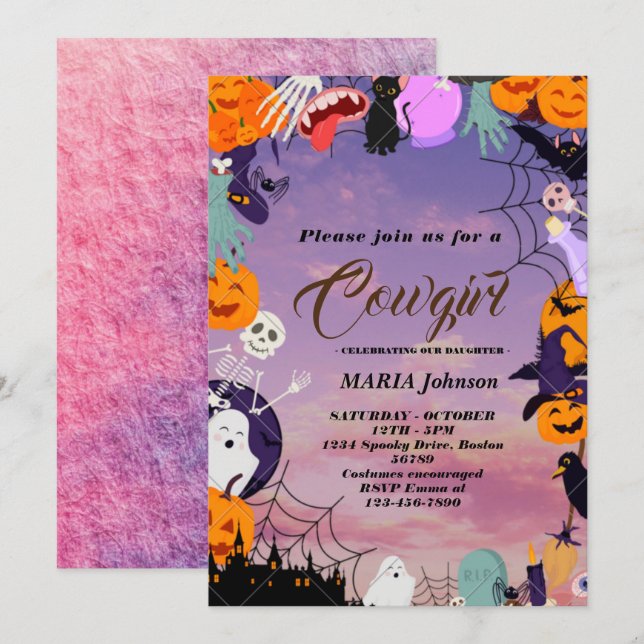 Halloween Pumpkin Little Boo Baby Shower Invitatio Invitation (Front/Back)
