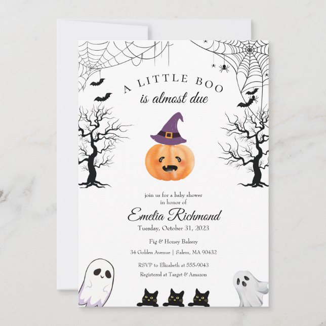 Halloween Pumpkin Little Boo Baby Shower Invitatio Invitation (Front)