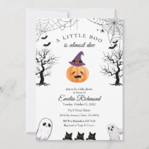 Halloween Pumpkin Little Boo Baby Shower Invitatio