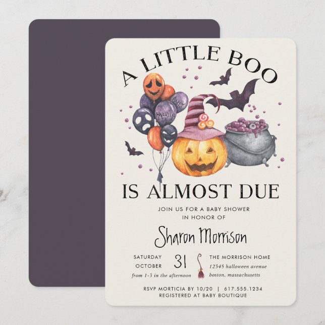 Halloween Pumpkin Little Boo Baby Shower Invitation (Front/Back)