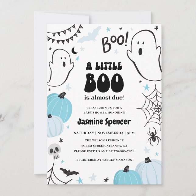 Halloween Pumpkin Little Boo Baby Shower Invitation (Front)