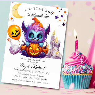 Halloween Pumpkin Little Boo Baby Shower Invitation