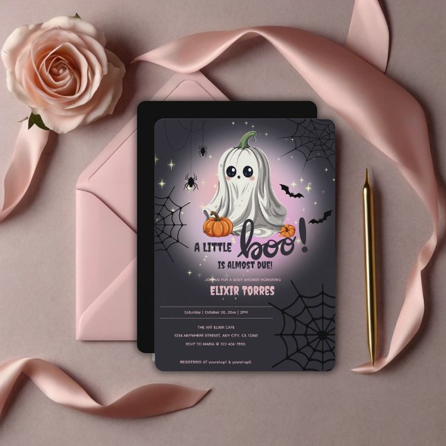 Halloween Pumpkin Little Boo Baby Shower Invitation (Creator Uploaded)
