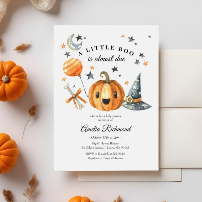 Halloween Pumpkin Little Boo Baby Shower Invitation (Creator Uploaded)