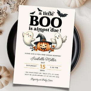Halloween Pumpkin Little Boo Baby Shower Invitation