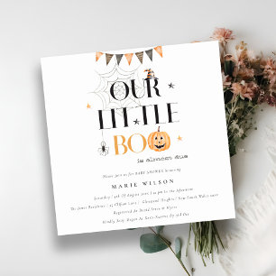 Halloween Pumpkin Little Boo Baby Shower Invite