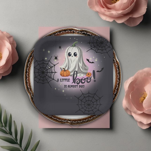 Halloween Pumpkin Little Boo Baby Shower Paper Plate (Creator Uploaded)