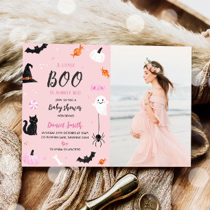 Halloween Pumpkin Little Boo Baby Shower Photo Invitation