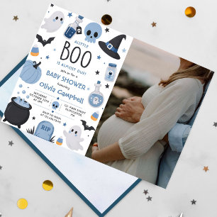Halloween Pumpkin Little Boo Baby Shower Photo Invitation