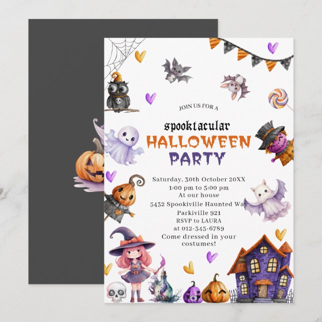 Halloween Pumpkin Little Boo Baby ShowerInvitation Invitation (Front/Back)