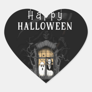 Halloween Pumpkin Little Boo  Heart Sticker