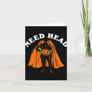 Halloween Pumpkin Man Need Head Costume Party Card