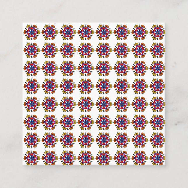 Halloween Pumpkin Mandala Square Business Card (Front)