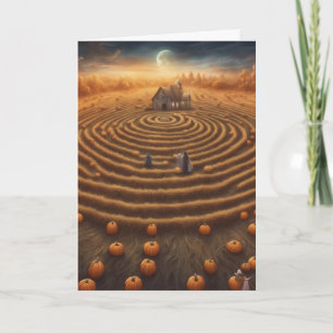 Halloween pumpkin maze meet us at the maze card