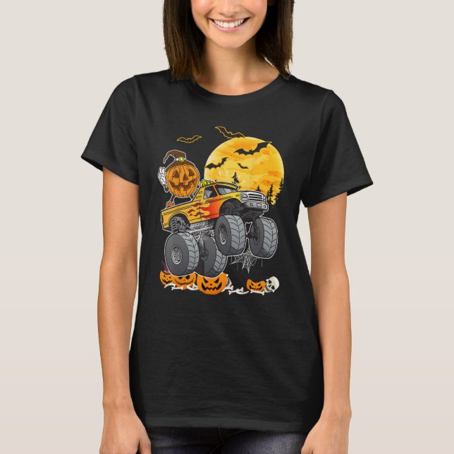 Halloween Pumpkin Monster Truck  Halloween Costume T-Shirt (Front)