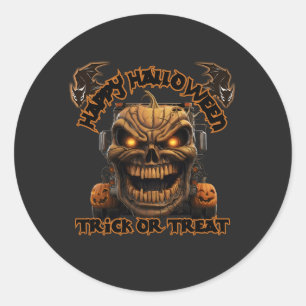 Halloween Pumpkin Monster Truck Spooky Haunted Nig Classic Round Sticker
