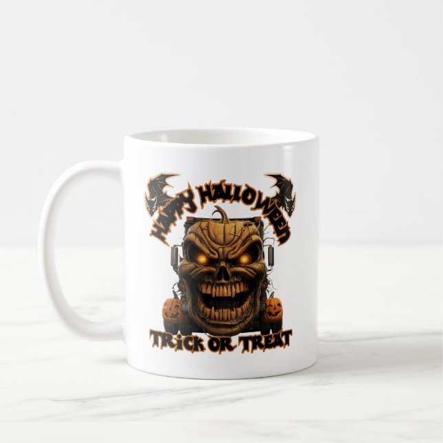 Halloween Pumpkin Monster Truck Spooky Haunted Nig Coffee Mug (Left)