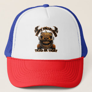 Halloween Pumpkin Monster Truck Spooky Haunted Nig Trucker Hat
