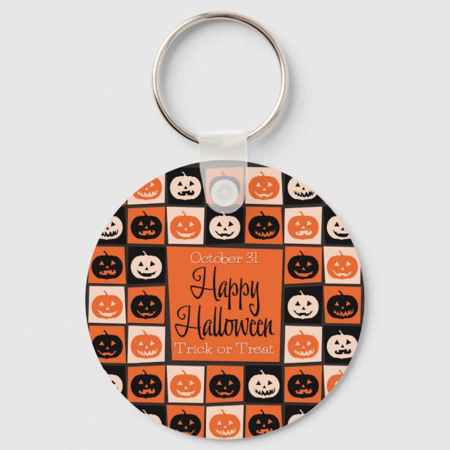 Halloween pumpkin mosaic key ring (Front)