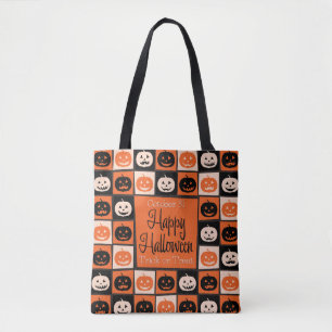Halloween pumpkin mosaic tote bag