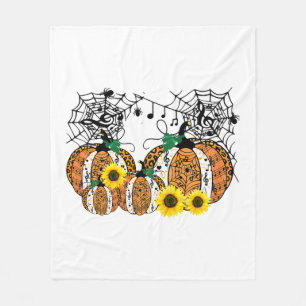 Halloween Pumpkin Music Symbols Music Teacher Fleece Blanket