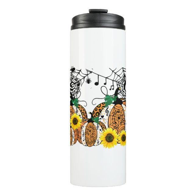Halloween Pumpkin Music Symbols Music Teacher Thermal Tumbler (Front)