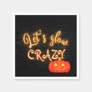 Halloween Pumpkin Neon Sign on Brick Wall Napkin