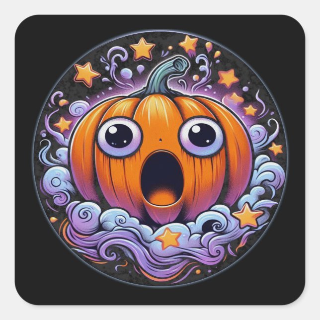 Halloween Pumpkin No 3 Classic Square Sticker (Front)