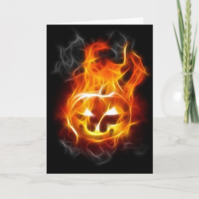 Halloween Pumpkin on Fire Card (Front)