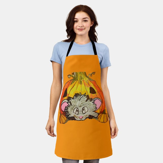 HALLOWEEN PUMPKIN ON TOP OF A MOUSE  APRON (Worn)