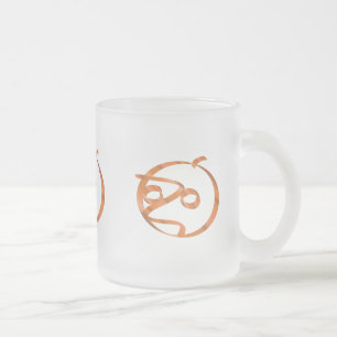 Halloween pumpkin on transparent background frosted glass coffee mug