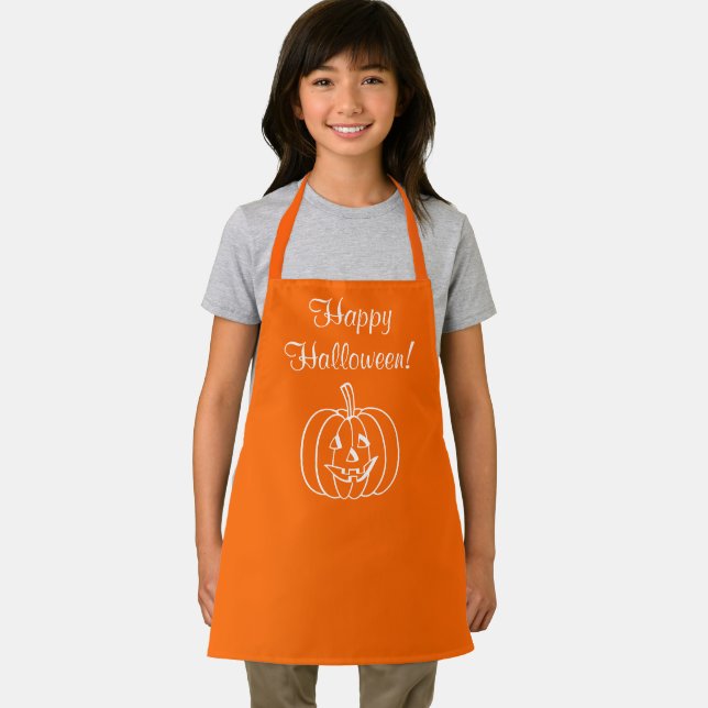 Halloween Pumpkin Orange All-Over Print Apron (Insitu)