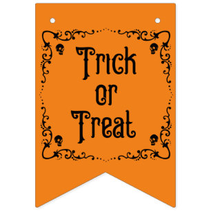 Halloween Pumpkin Orange and Black Trick or Treat Bunting