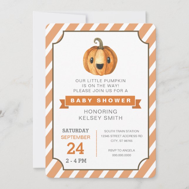 Halloween Pumpkin Orange Baby Shower Invitation (Front)