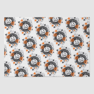 Halloween Pumpkin Orange Black White Tissue Paper