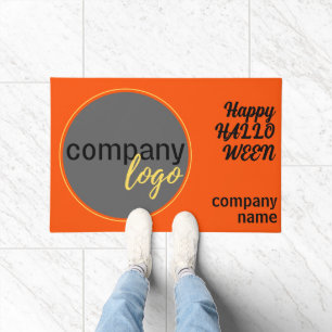 HALLOWEEN PUMPKIN ORANGE BUSINESS LOGO WELCOME DOORMAT
