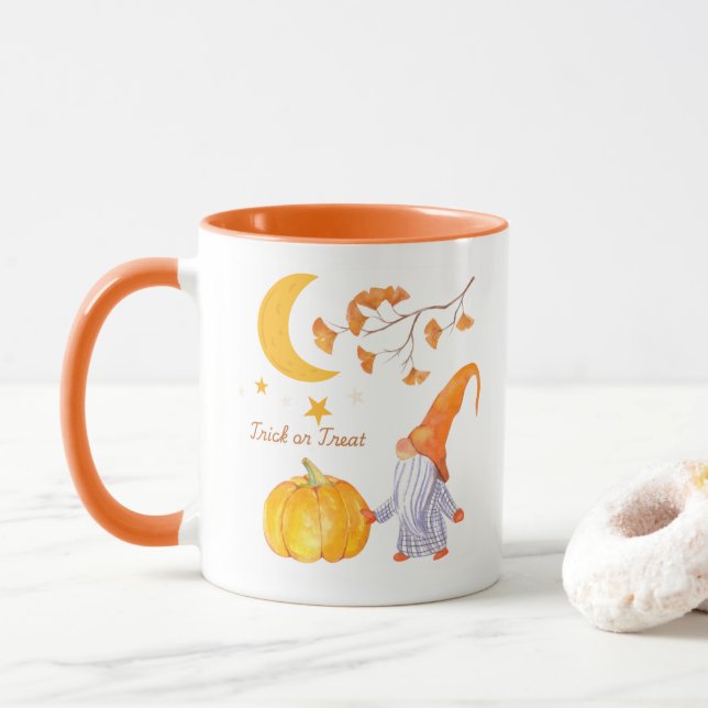 Halloween Pumpkin orange mug (With Donut)