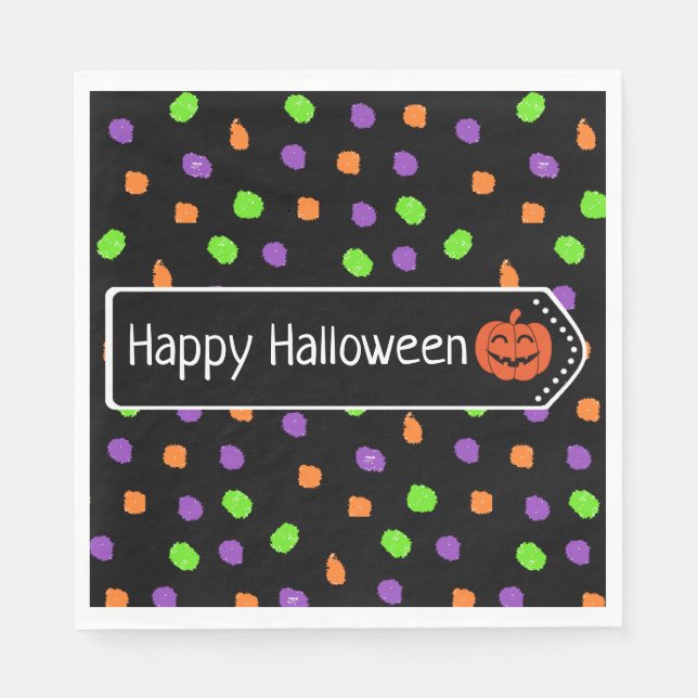 Halloween Pumpkin Orange, Purple and Lime green Napkin (Front)