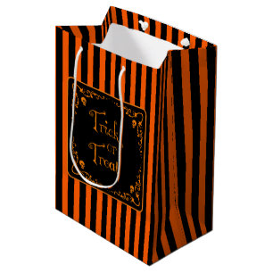 Halloween Pumpkin Orange Trick or Treat Medium Gift Bag