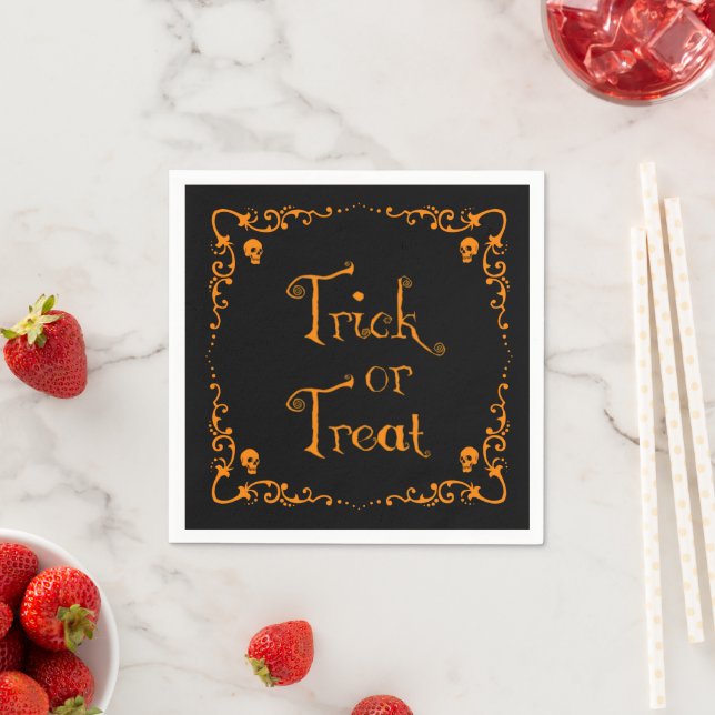 Halloween Pumpkin Orange Trick or Treat Napkin (Insitu)