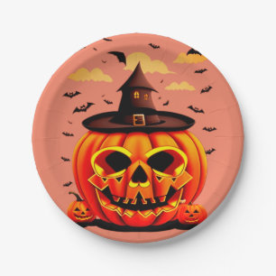 Halloween pumpkin paper plate
