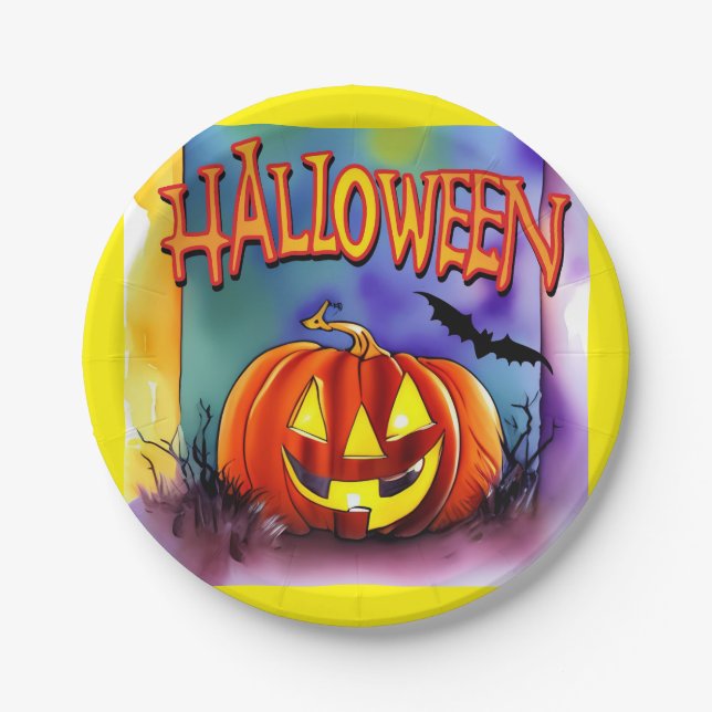 Halloween Pumpkin Paper Plate (Front)