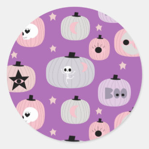 Halloween pumpkin pastel purple classic round sticker