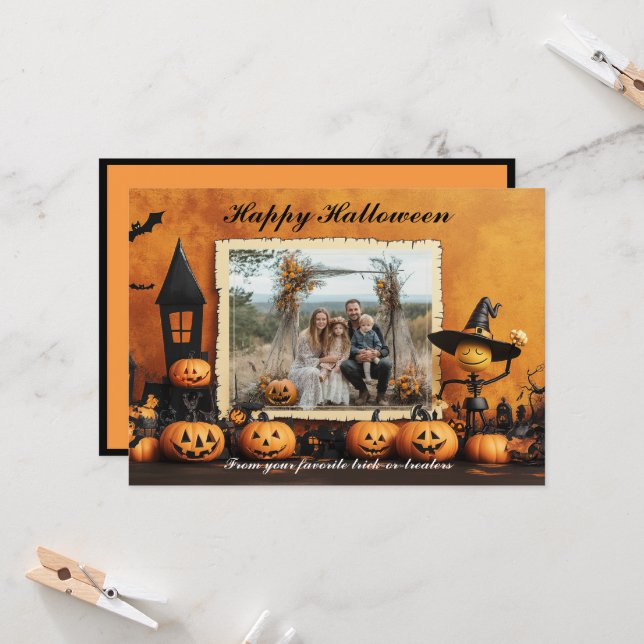 Halloween Pumpkin Patch Family Fun Card (Front/Back In Situ)