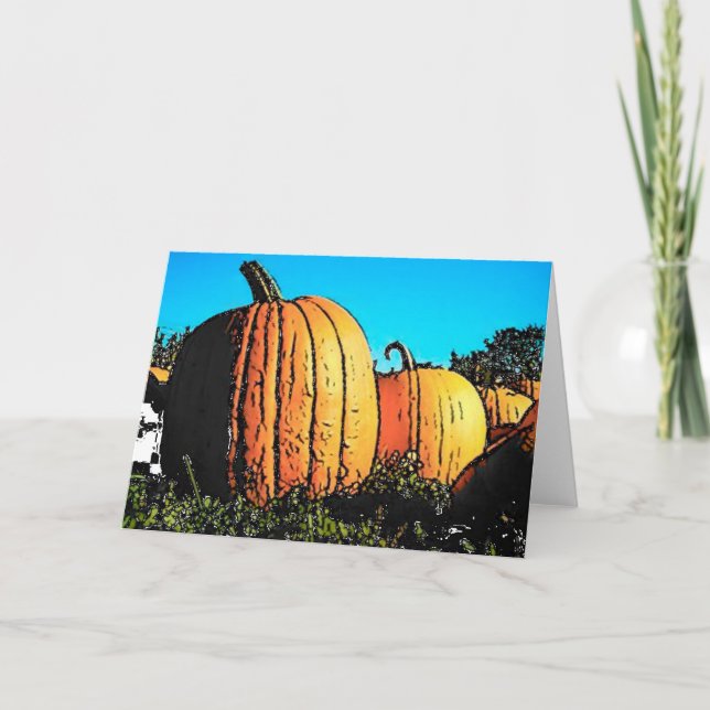 Halloween Pumpkin Patch in Daytime Card (Front)