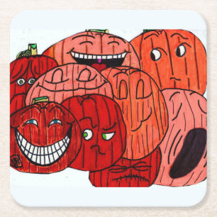 HALLOWEEN PUMPKIN PATCH SQUARE PAPER COASTER