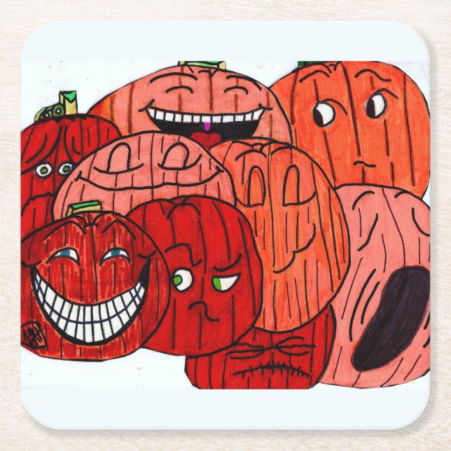 HALLOWEEN PUMPKIN PATCH  SQUARE PAPER COASTER (Front)