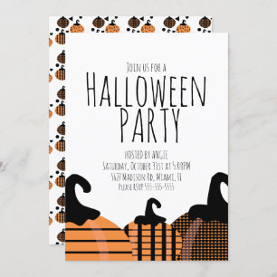Halloween Pumpkin Pattern Birthday Party Event  Invitation