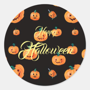 Halloween Pumpkin Pattern Classic Round Sticker